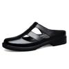 Модные Удобные Кожаные Мужские Туфли Мюли Летняя Повседневная Обувь Защита Носка Мужские Шлепанцы Уличная Мужская Ленивая Обувь Модные Полушлепанцы