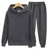 Men's Sports Hooded Solid Color Pullover Two-piece Hoodie and Sweatshirt and Sweatpants Spring and Autumn
