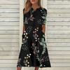 Women's Summer Casual Printed V-Neck Short-Sleeve Swing Dress