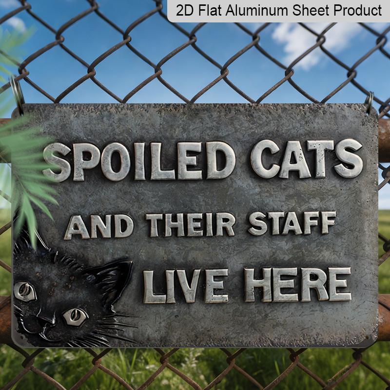 2D Flat 1pc Vintage Pet Welcome Aluminum Wall Sign (8 Inches X 12 Inches) Fun Wall Decor Sign Display, Cat Decoration, Cute Cat Decor, Letter Design