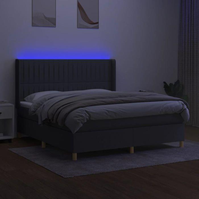 VidaXL Slat Bed Base with Mattress and LED, Upholstered Bed, Double Bed, Adult Bed for Interior Bedroom, 3139046
