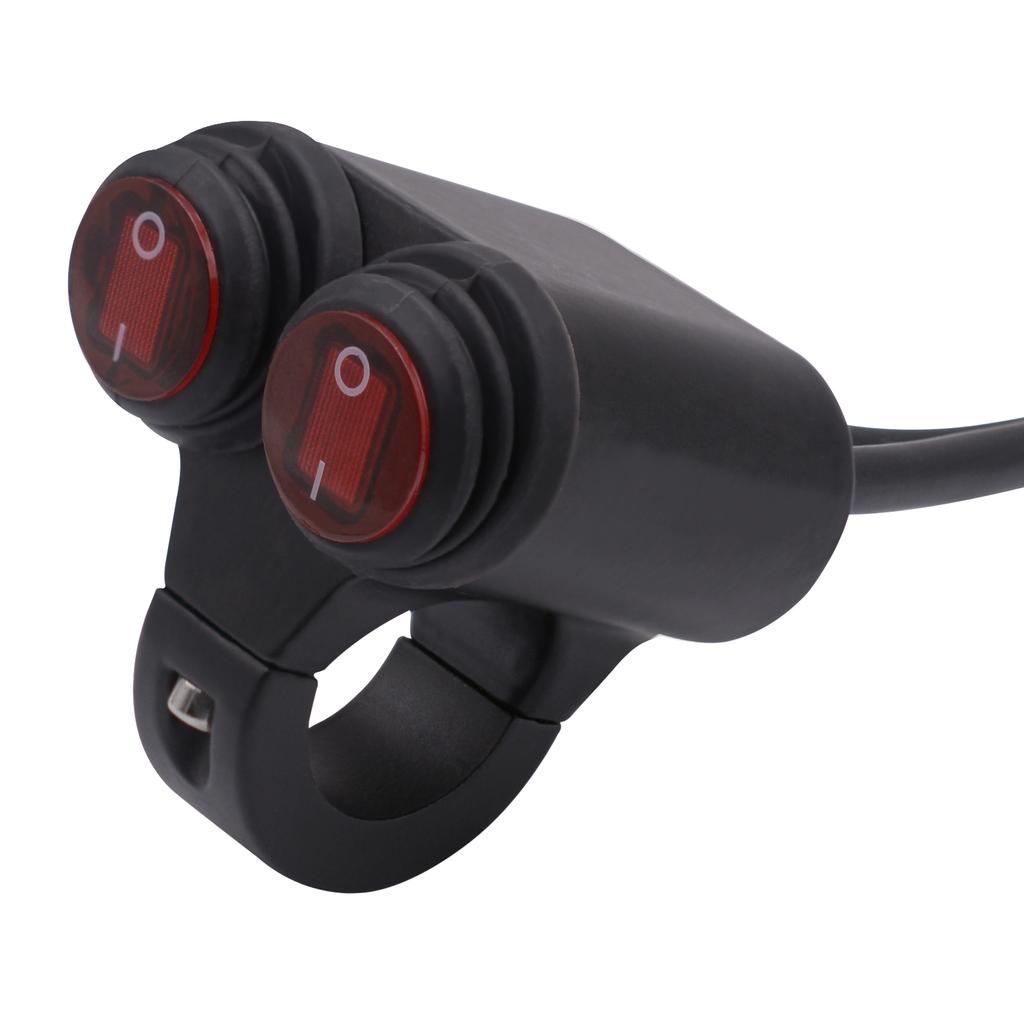 Motorcycle Headlight Handlebar Spotlight Double Flash Switch for 7/8'' 22mm Handlebar Modified Waterproof with Indicator Light Aluminum Alloy