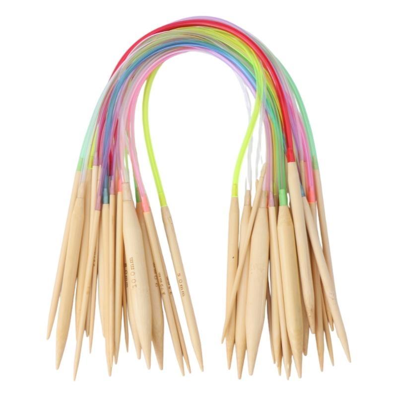 18 шт. 18 размеров 40 см Разноцветные Круговые Бамбуковые Спицы для Вязания 2,0-10 мм