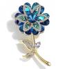 Fashion Zircon Crystal Flower Brooch Elegant Temperament Flower Brooch Coat Clothing Corsage Female