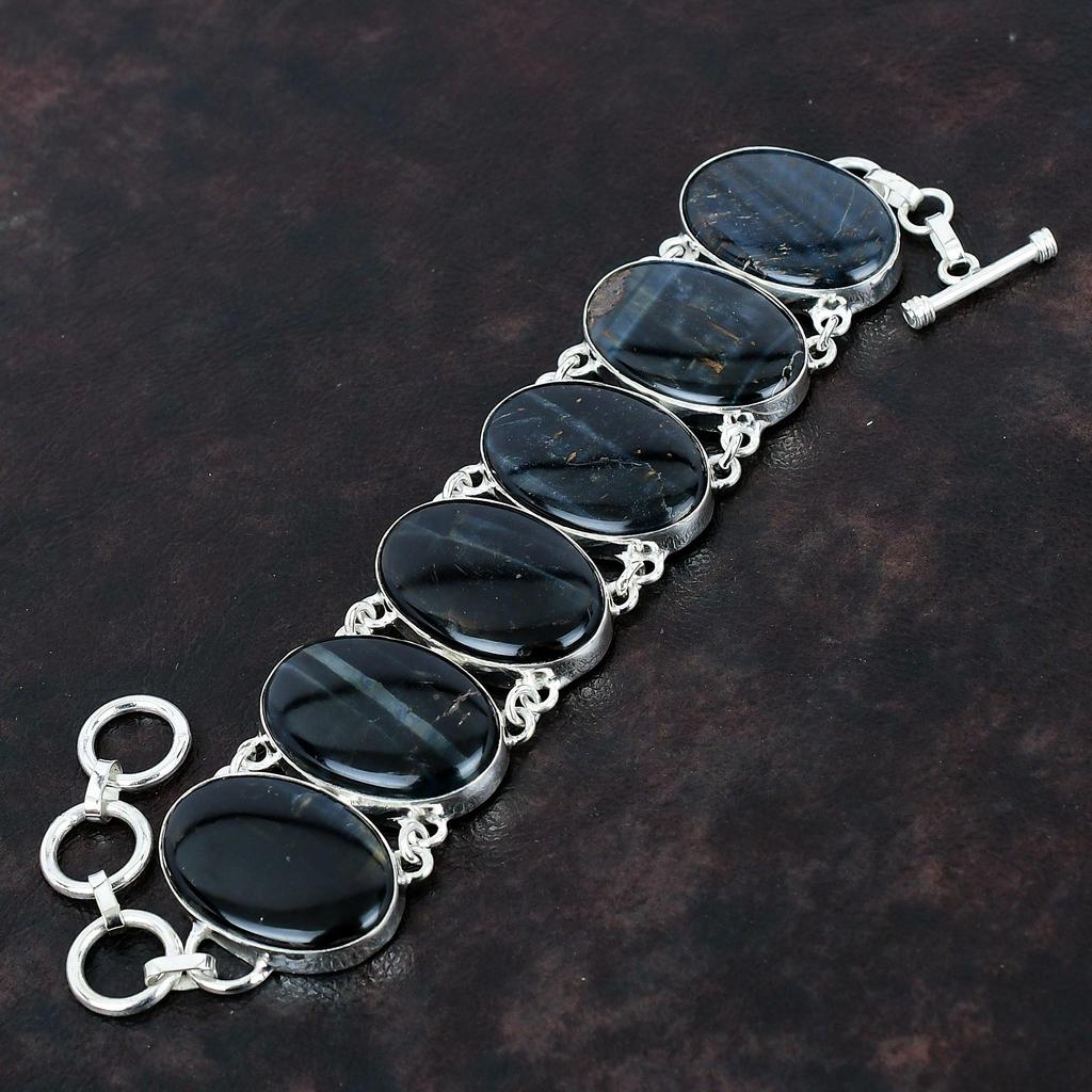 Pietersite Bracelet Original Gemstone Bracelet 925 Sterling Silver Bracelet Pietersite Jewelry Adjustable Chain Bracelet Handmade Jewelry For Gift