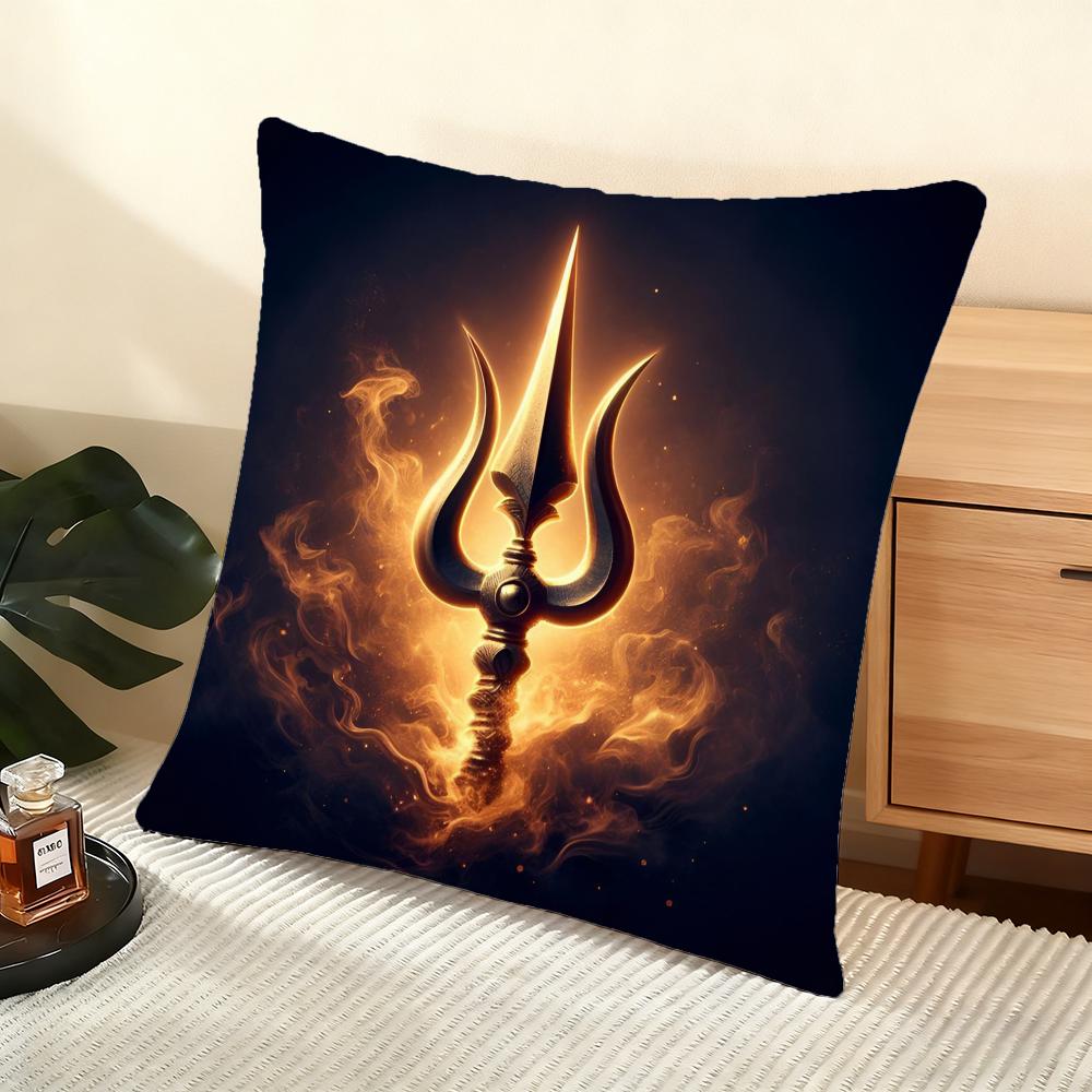The Shiva Trident Cushion Cover Soft Short Plush Pillow Cover Smooth Cozy Texture Aesthetic Cushion Case Home Decor