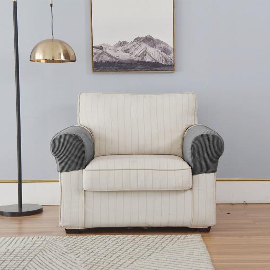 2 Pcs Sofa Arm Cover Elastic Thickened Dirt-resistant Solid Color Soft Fabric Anti-Slip