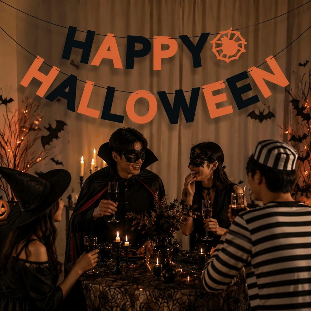 Reusable Halloween Paper Pull Flag Party Decor Pull Flag Ghost House Atmosphere Decoration