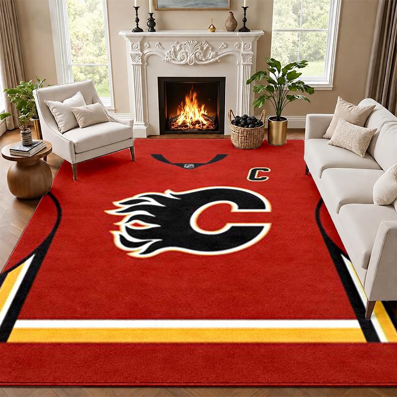 Calgary Flames Carpet Door Mat for Living Room or Bedroom Protective Mat Under Chair Office Decoration Christmas Gift Birthday Present