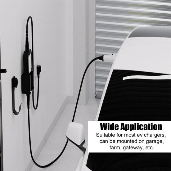 Держатель зарядного устройства для электромобилей Настенное крепление Настенное перфорирование с винтами Противоскользящая защита Вилка Держатель кабеля зарядного устройства Кронштейн Держатель зарядного устройства для электромобилей