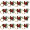 16 Pieces Christmas Napkin Rings Holder Pine Cones Napkin Rings Holder Wood Christmas Napkin Rings Dining Table Setting Decorati