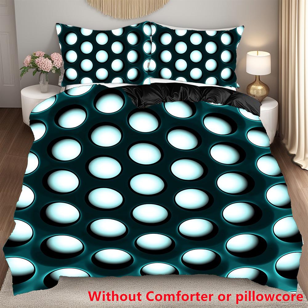 Three-Piece Honeycomb Quilt Cover 3D Digital Printing Bedding Kit