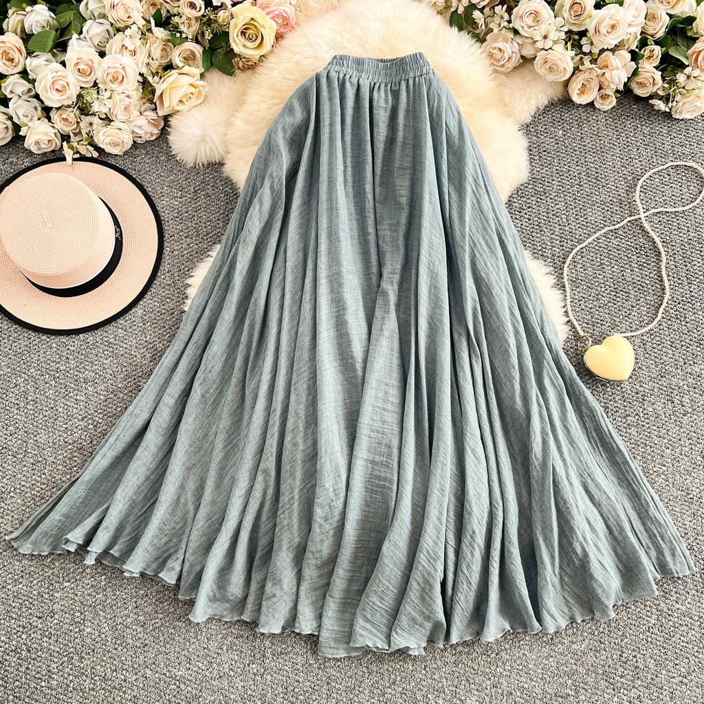 Dimanaf 2025 Summer Solid Women New Skirts Elastic Elegant White Pleated Skirts Lace High Waist