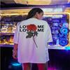 Женская футболка с буквенным принтом LOVE ME и роза, летняя свободная одежда большого размера, дышащие футболки в стиле хип-хоп из 100% хлопка с короткими рукавами