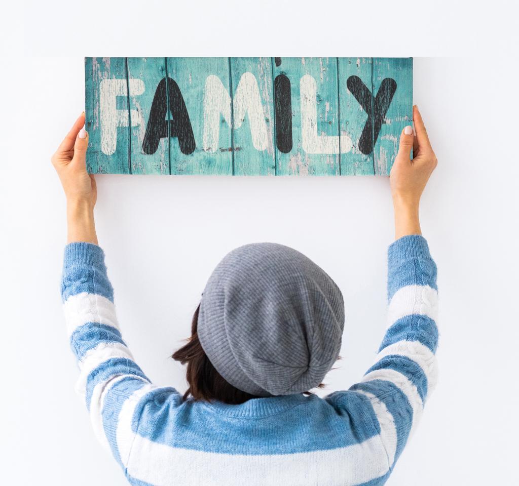 Inkdotpot Декор для стен на натянутом холсте с цитатами, Семейный декор для стен - 8 x 24 Деревенский настенный знак - Декор фермерского дома Имитация таблички