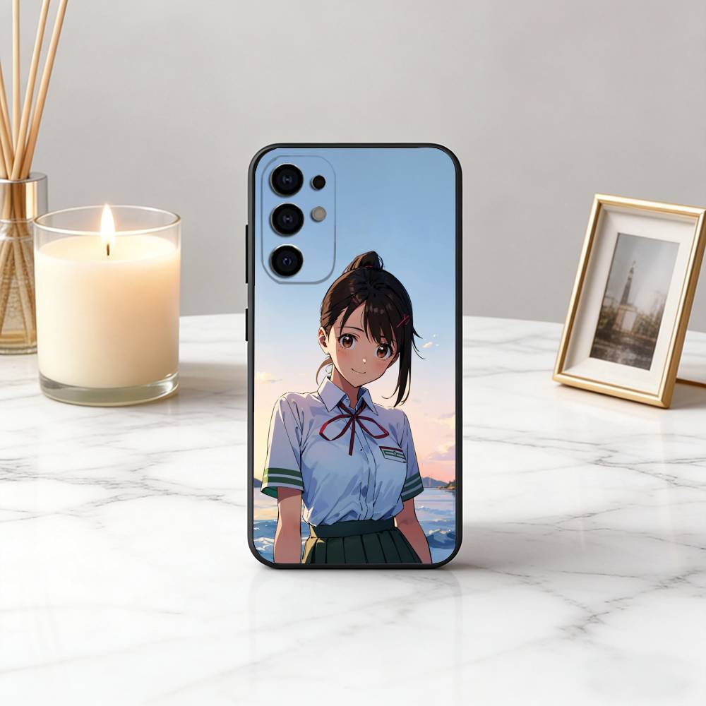 Милый Аниме Чехол для Телефона S-Suzume для Samsung S25,S24,S21,S22,S23,S30,Ultra,S20,Plus,Fe, Мягкий Силиконовый Черный Чехол