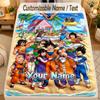 Flannel BlanketDragon Ball Custom Name Text Personalized Soft Warm Throw Blanket Home Decor Gift