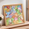 DIY Dinosaur Wooden Coloring Puzzle with Frame Pens 2-in-1 Coloring Irregular Jigsaw Puzzle Craft Kit 3D Puzzle Photo Frame Ornament Decoration