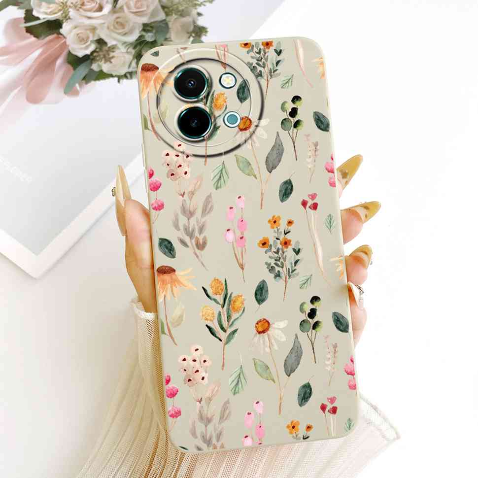 For vivo Y38 5G Case Cartoon Cat Sunflower Silicone Back Cover For Vivo y38 Y 38 5G Shockproof Phone Cases Bumper