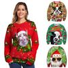 Роскошно мягкий женский рождественский свитер Санта Клаус Кот Собака Рождественский джемпер Топ