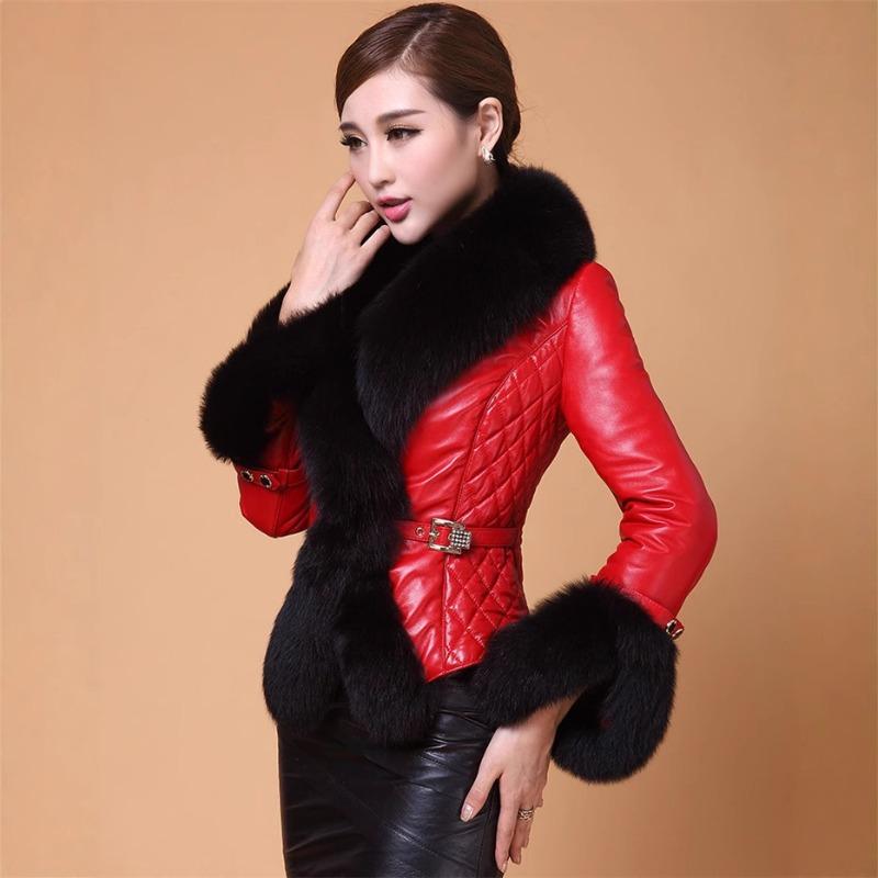 Куртка из искусственного меха _ женская короткая куртка из искусственного меха лисы с воротником, утолщенная куртка из искусственного меха, кожаная хлопковая куртка