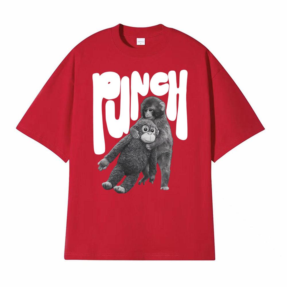 Punch The Monkey Графическая футболка в винтажном стиле Мужская одежда Летние винтажные модные футболки Топы 100% хлопок Оверсайз футболки