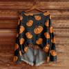 Women's Halloween Sweater, Bohemian Vintage Pattern Print Long Sleeve Knit Pullover