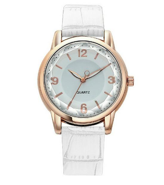 Женские кварцевые часы из кожи с узором крокодила и внутренними теневыми цифрами