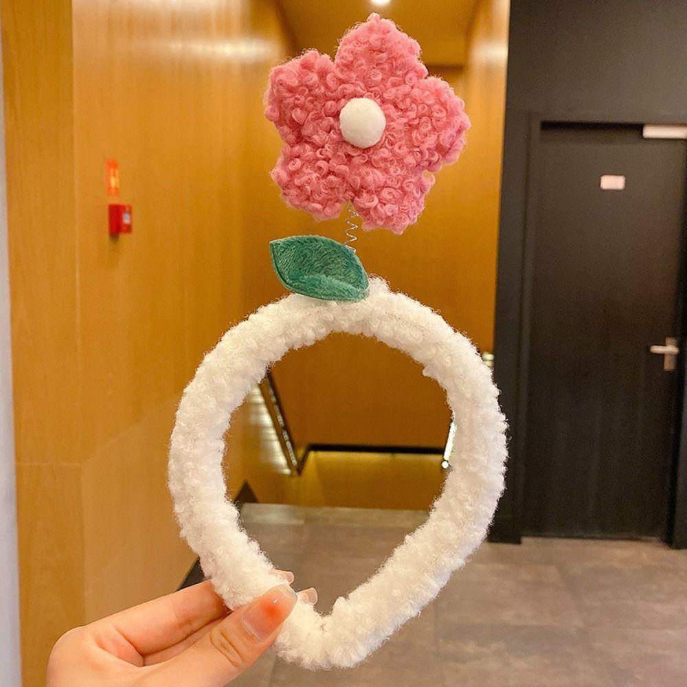 Осенне-зимний обруч для головы, нескользящие аксессуары для волос, высокое качество, милый плюшевый ободок с цветком