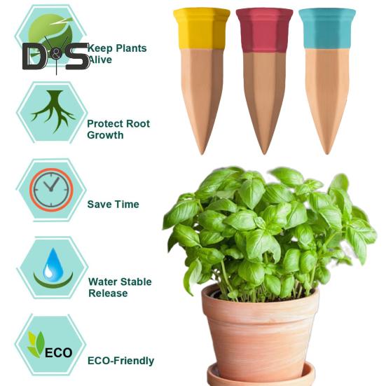 6 шт. самополивающихся терракотовых шипов для полива, автоматические медленно высвобождающиеся колышки для полива растений в помещении и на открытом воздухе