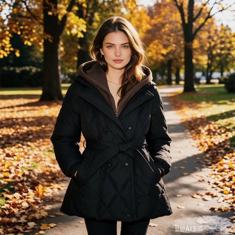Womens White Hooded Cotton Puffer Coat Slim Fit Winter Mid-Length Casual Outerwear