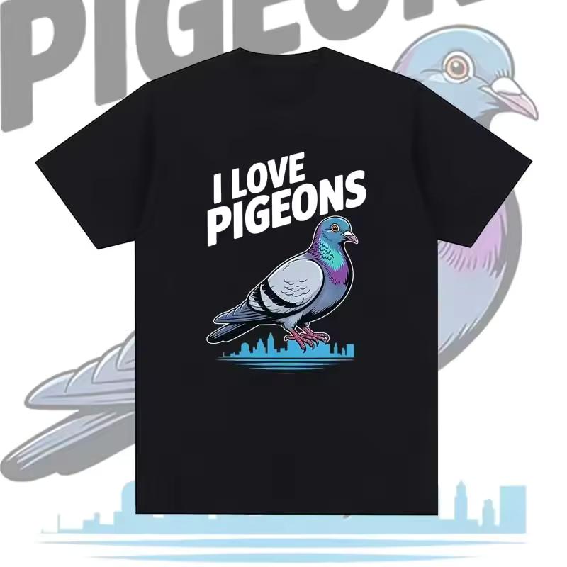 Pigeons Print T-shirts for W Summer Casual Fashion Vintage Harajuku Hip Hop Humor Tops Crew Neck Short Sleeve Tees
