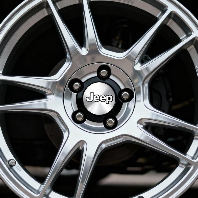 4PCS 56mm Car Wheel Hub Center Cap Sticker for Jeep Renegade Wrangler JK JL Grand Cherokee Compass Patriot Rim Logo Cover