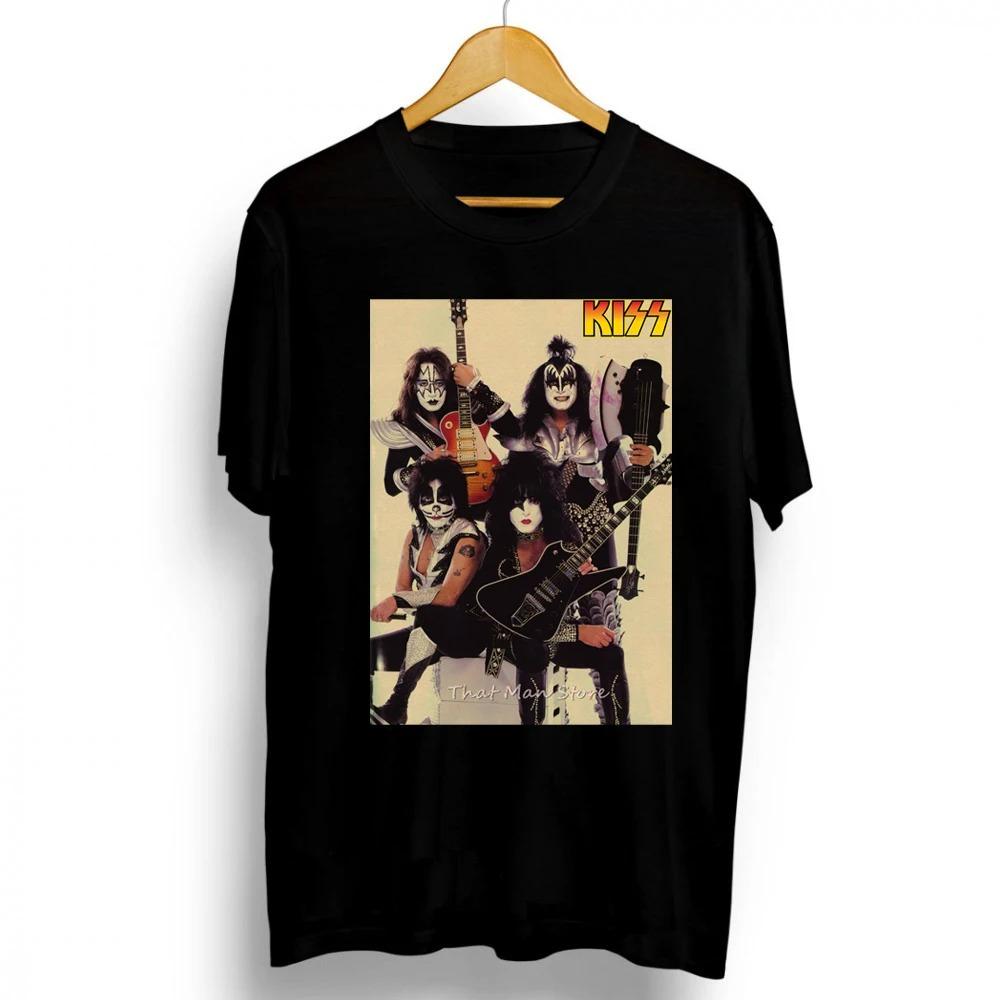 2021 New Fashion Kiss Band Rock Letter Poster Men's T-Shirt Graphics Funny Casual Short Sleeve Round Neck Shirt Hip Hop Tees