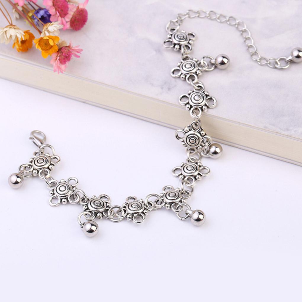 Women Vintage Chain Hollow Foot Anklet Water Drop Tassel Jewelry Decoration Gift