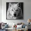 Wolf Black And White Photo Modern Wildlife Wall Art Canvas Print Poster Nature Animal Picture for Living Room Home Decor Cuadros