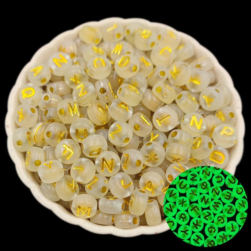 Creative Luminous Letter Number Chidlren Making Accessories Acrylic Loose Beads For Jewelry Making Jewelry DIY Crafts Necklace