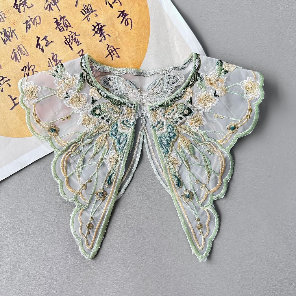 National Style Green Embroidery Beads Fringed Fake Collar Adult Children'S Clothing Hanfu Horse Dress Cloud Shoulder Women Ins No