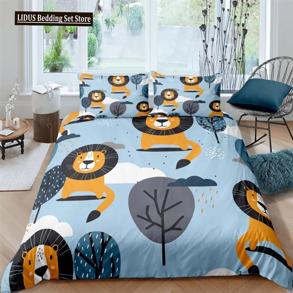 Nordic Bed Cover Duvet Cover King Queen Cartoon Animal Bedding Set Double Twin Full Queen King Adult Kids Bedclothes Quilt Cover