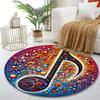 Colorful Musical Note Design Print round rug, living room, bedroom, playroom carpet, non slip floor mat, gift