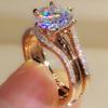 Rose Gold Plated Women Wedding Rings Luxury Cubic Zirconia Jewelry Size 6-10