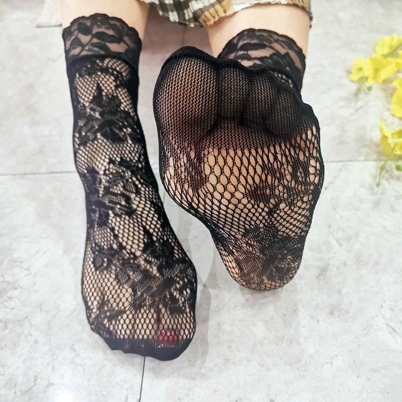 4 пары ретро кружева кружева сетки сексуальные полые чулки женские короткие чулки черные