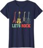 Lets Rock Rock N Roll Guitar Retro Music Gift Ladies' Crewneck T-Shirt