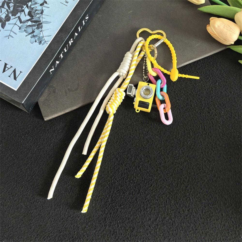Colorful Mini Keychain Miniature Camera Pendant Cute Nylon Rope Bag Pendant Couple