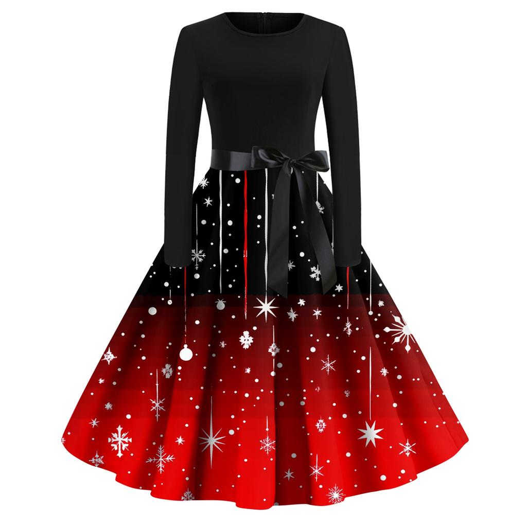 Женское повседневное и модное винтажное платье с круглым вырезом и принтом