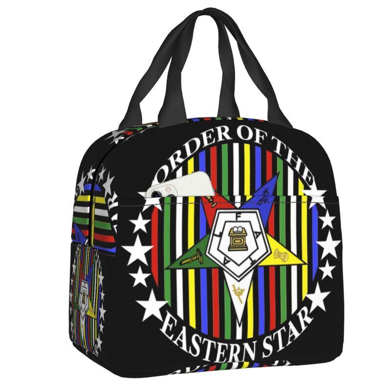 Custom OES Order Of The Eastern Star Thermal Insulated Lunch Bags Woman Portable Lunch Container for Work School Travel Food Box