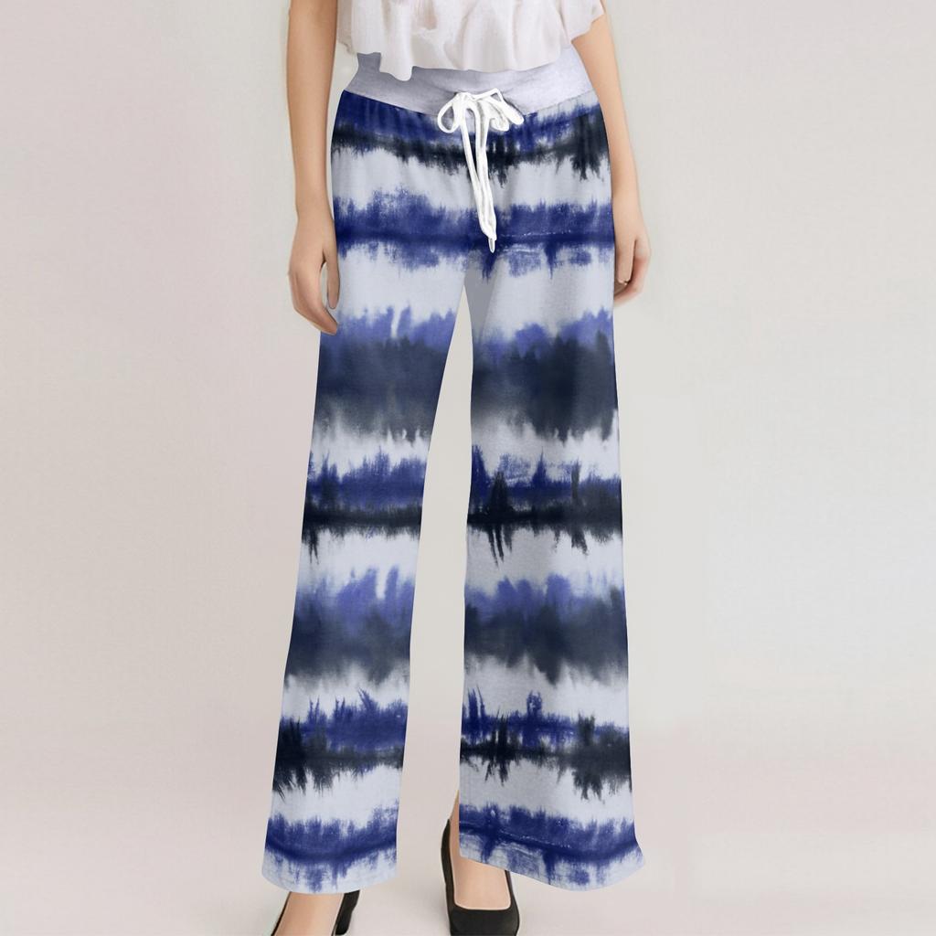Женские модные повседневные удобные пижамные штаны с принтом тай-дай, широкие брюки на шнурке