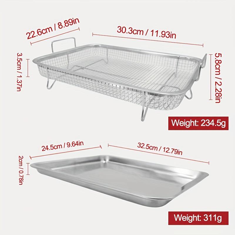 Baking Tray Oil Frying Baking Pan Stainless Steel Non-Stick Chips Basket Baking Dish Grill Mesh Square Frying Colander