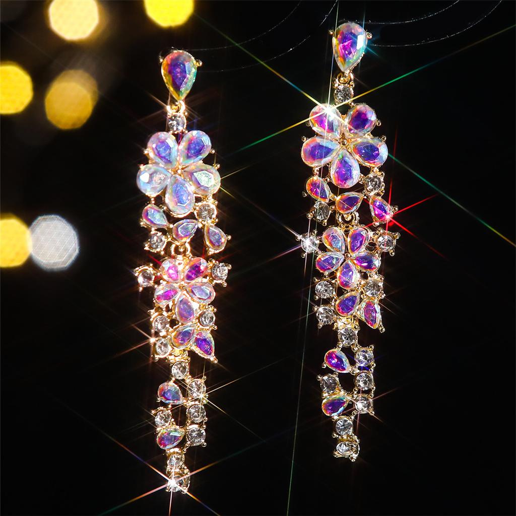 Модные длинные серьги с кристаллами, роскошные женские серьги высокого качества, 1 пара