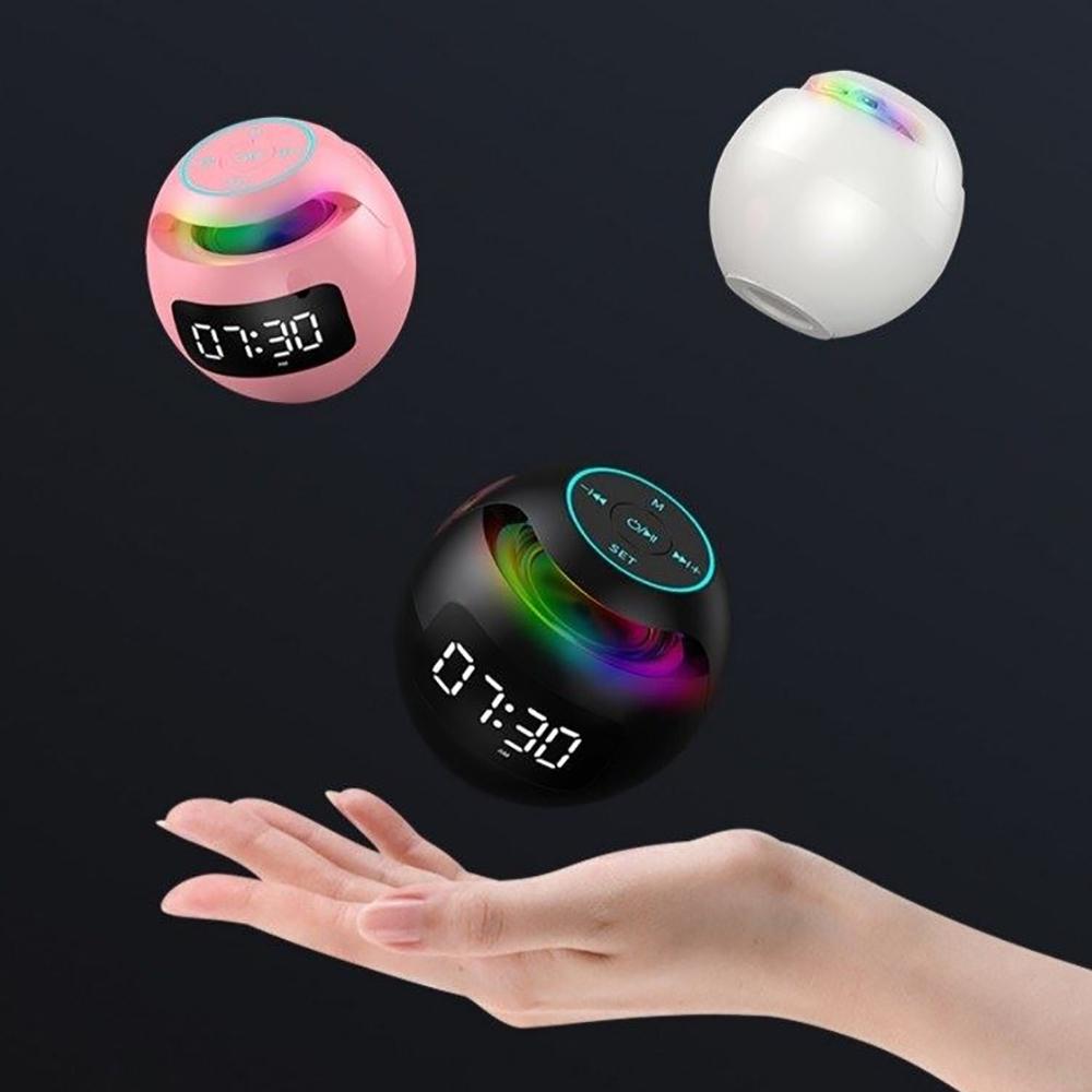 New Clock Colorful Night Lights Bluetooth Speaker Mini Portable Home Bluetooth Speaker With LED Display TF Card MP3 USB Charging